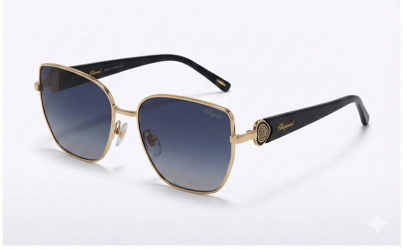 CHOPARD Gold-Trim Sunglasses – Luxury Design & UV Protection - Dark Blue