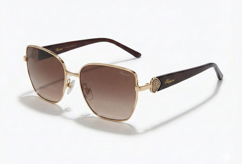 CHOPARD Gold-Trim Sunglasses – Luxury Design & UV Protection - Brown